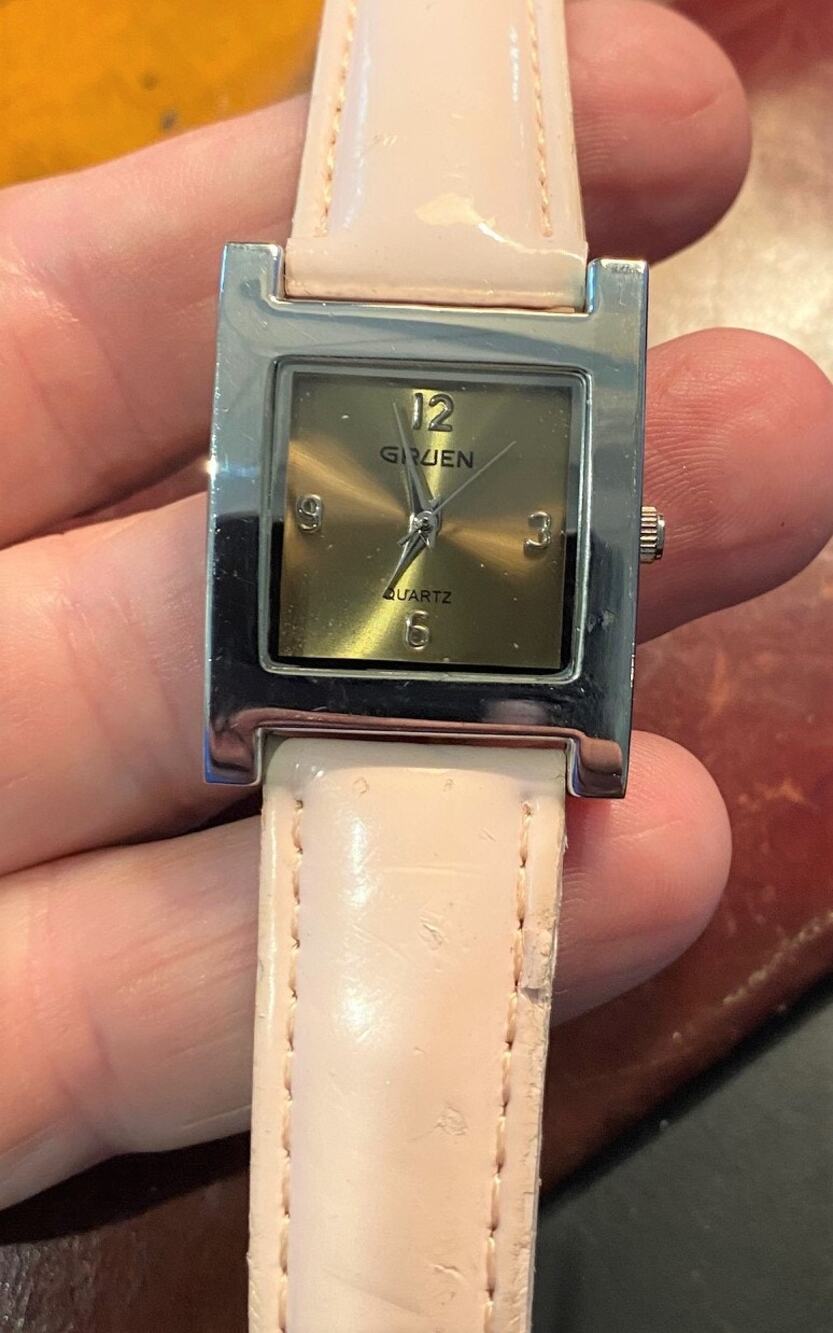 Women's 26mm silver Tone Gruen Watch, Lavender Face, Pink Band